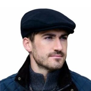 MUCROS WEAVERS IRISH WOOL TWEED TRINITY FLAT HAT/CAP BLACK XXL